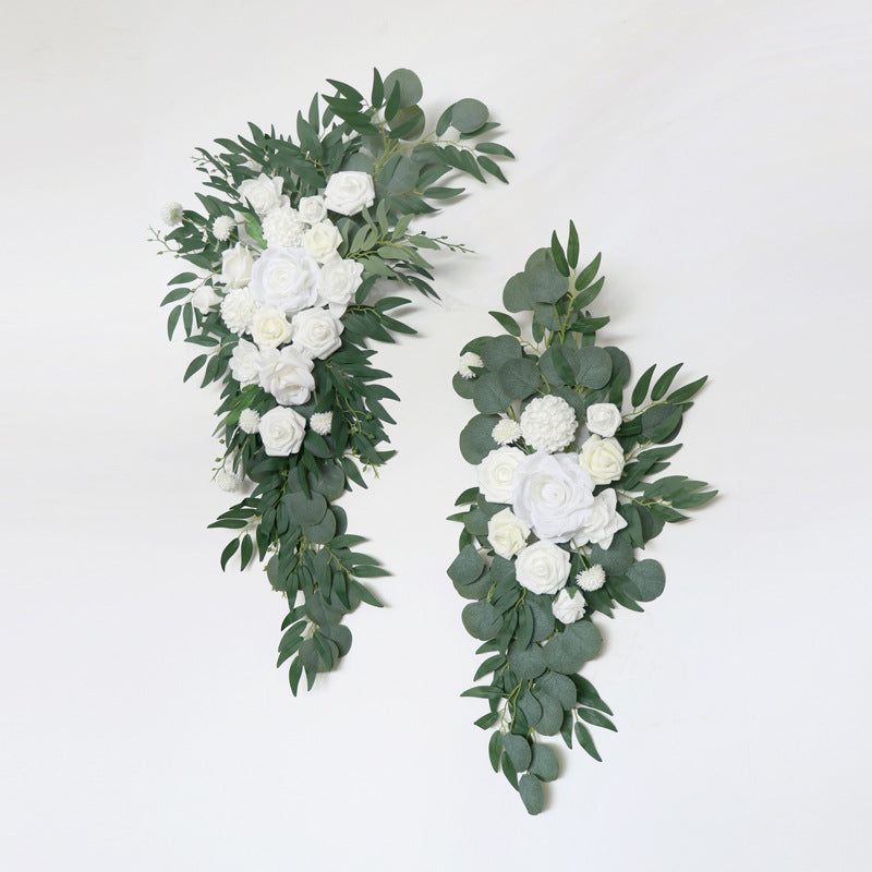 White & Green Arch Flowers for Wedding Party Decor