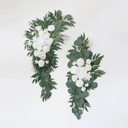 White & Green Arch Flowers for Wedding Party Decor - KetieStory