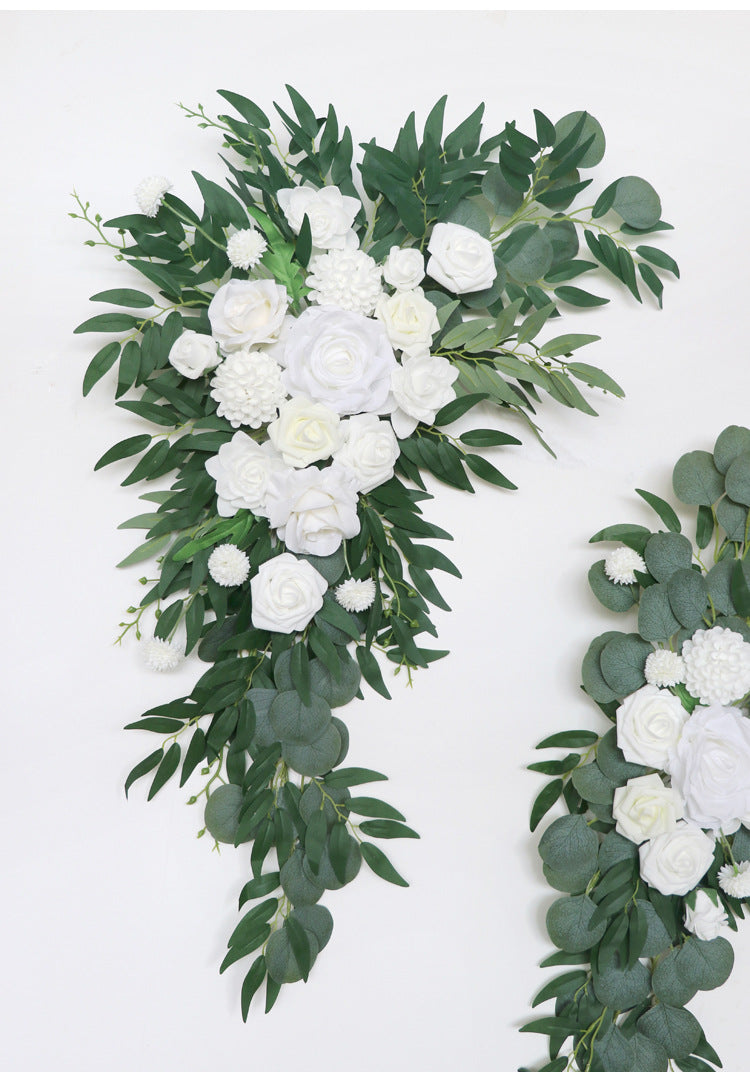White & Green Arch Flowers for Wedding Party Decor - KetieStory