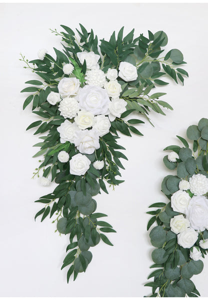 White & Green Arch Flowers for Wedding Party Decor - KetieStory