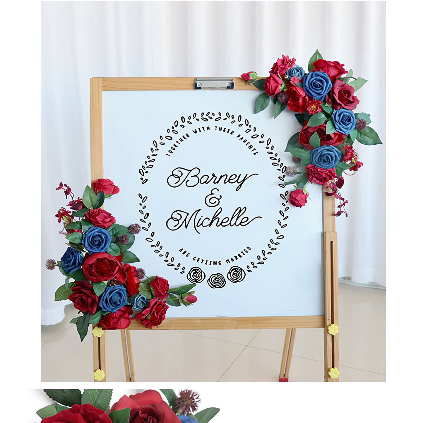 Red Blue Rose Sign Flowers for Wedding Party Decor Proposal - KetieStory