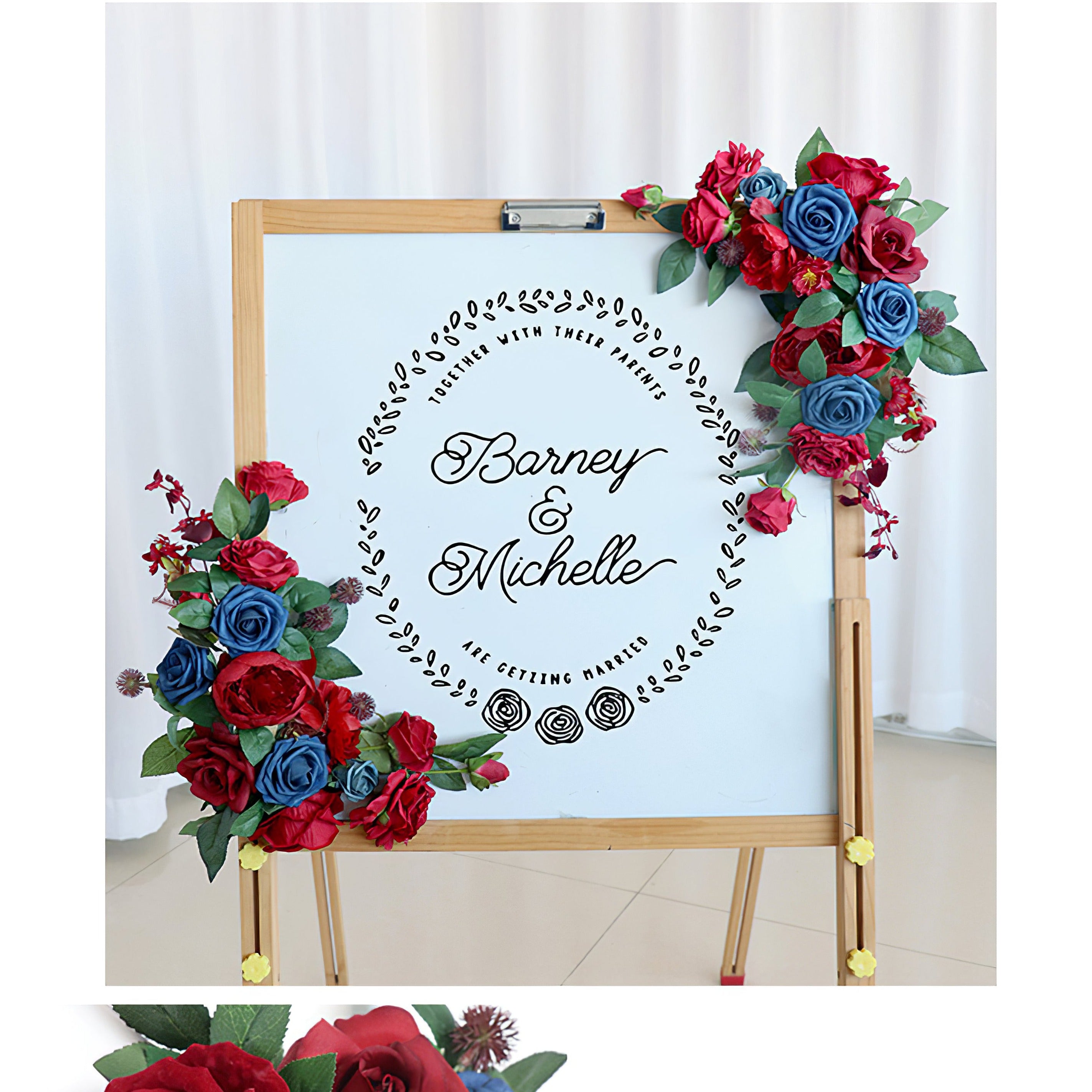 Red Blue Rose Sign Flowers for Wedding Party Decor Proposal