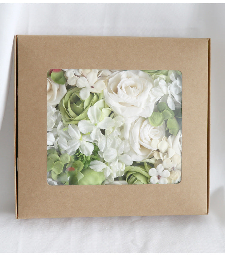 White Green Hydrangea Roses Flower Box Silk Flower for Wedding Party Decor Proposal
