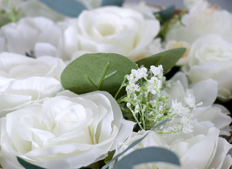 Flower Box White Roses Silk Flower for Wedding Party Decor Proposal