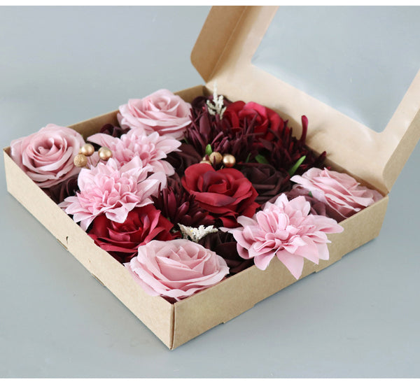Pink Red Roses Flower Box Silk Flower for Wedding Party Decor Proposal ...