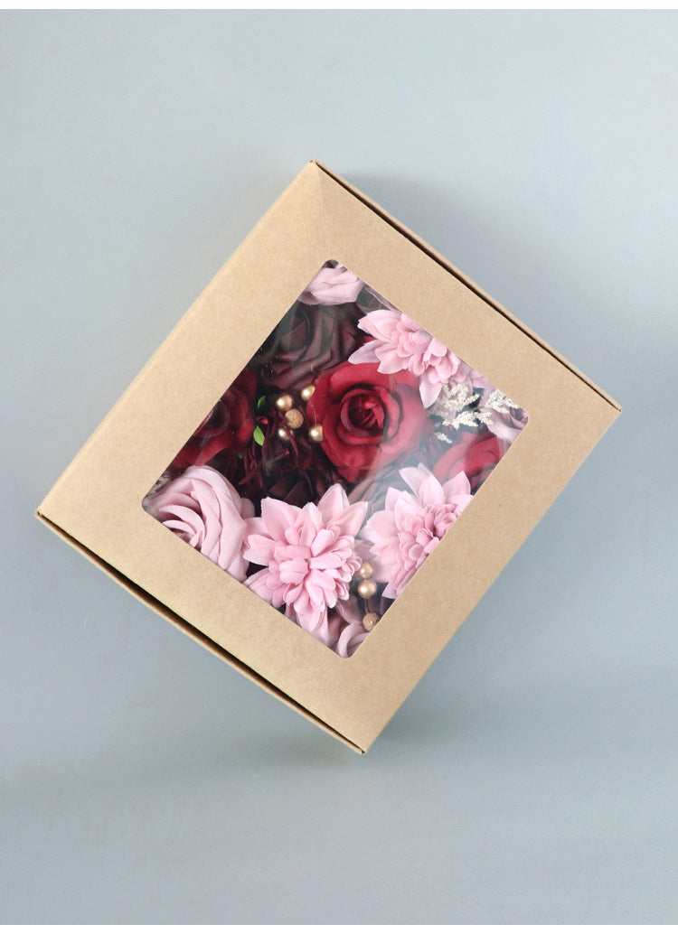 Pink Red Roses Flower Box Silk Flower for Wedding Party Decor Proposal
