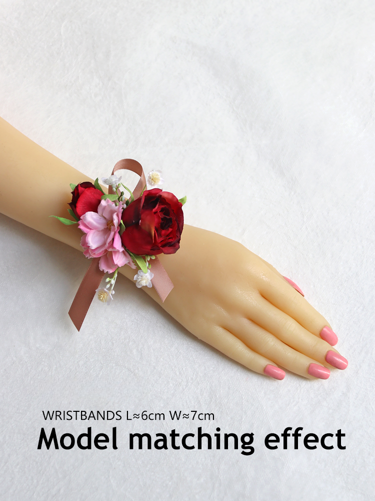 Wrist Flower Corsages Red Rose Series for Wedding Party Proposal Decor