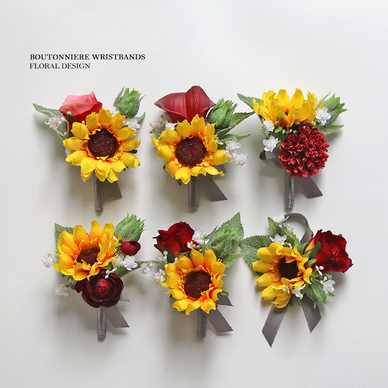 Corsage Sunflower Series for Wedding Party Proposal Decor