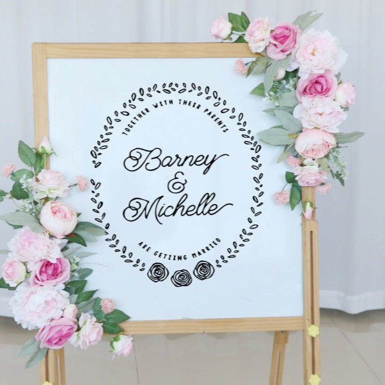 Pink Sign Flowers for Wedding Party Decor Proposal
